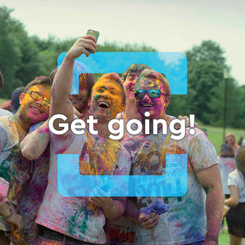 Get going - image of paint-covered guys taking a selfie